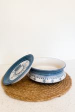 Blue Pattern Ceramic Serving Bowl Set with Lids, Handmade Style Kitchen Dish, Casserole Serving, - Image 5