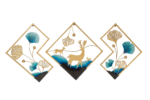 Gold Deer Metal Wall Art Set, Blue Ginkgo Leaf Sculpture, Nordic Home Decor - Image 2