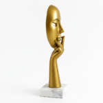 Gold Abstract Face Sculpture, Modern Metal Art, Ornament, Home Decor - Image 3