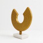 Textured Gold Abstract Sculpture, Marble Base, Modern Home Decor Accent - Image 3