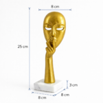 Gold Abstract Face Sculpture, Modern Metal Art, Ornament, Home Decor - Image 4
