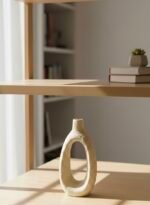 Textured Oval Ceramic Vase, Modern Minimalist Sculptural Home Decor - Image 5