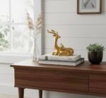 Golden Deer Sculpture, Modern Minimalist Animal Figurine, Nordic Style Shelf Decor - Image 3