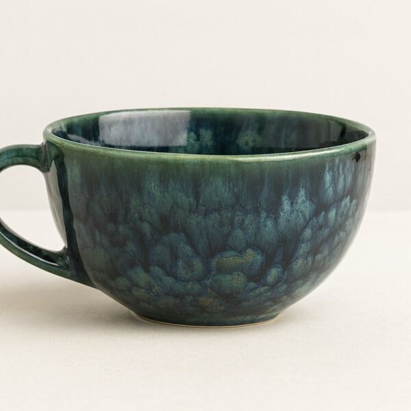 Green Ombre Glaze Ceramic Mug | Minimalist Handmade Coffee Cup