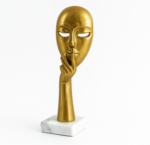 Gold Abstract Face Sculpture, Modern Metal Art, Ornament, Home Decor