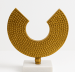 Textured Gold Abstract Sculpture, Marble Base, Modern Home Decor Accent