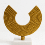 Textured Gold Abstract Sculpture, Marble Base, Modern Home Decor Accent