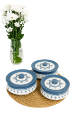 Blue Pattern Ceramic Serving Bowl Set with Lids, Handmade Style Kitchen Dish, Casserole Serving,