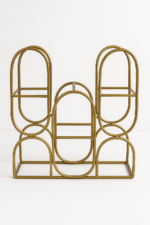 Gold Metal Geometric Wine Rack, Modern Countertop Wine Holder (8 Bottles) - Image 3
