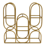 Gold Metal Geometric Wine Rack, Modern Countertop Wine Holder (8 Bottles)
