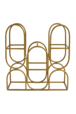 Gold Metal Geometric Wine Rack, Modern Countertop Wine Holder (8 Bottles)