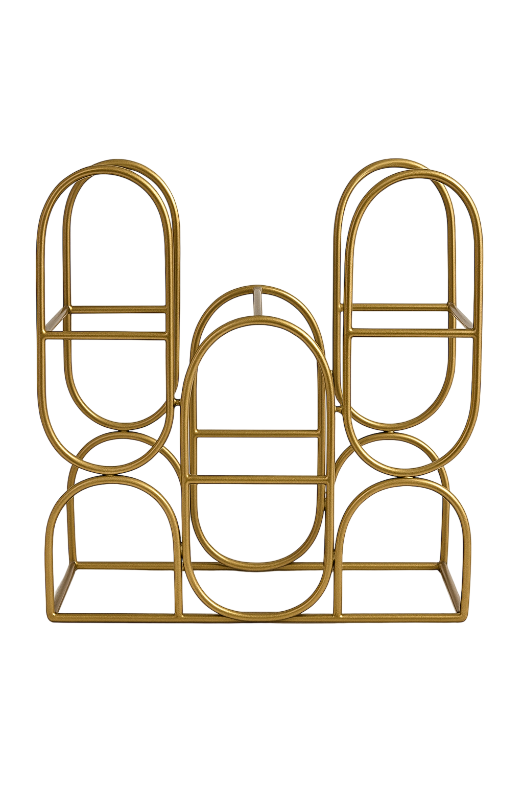 IMG_1874-Photoroom Gold Metal Geometric Wine Rack, Modern Countertop Wine Holder (8 Bottles) - Image 1