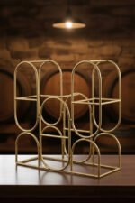 Gold Metal Geometric Wine Rack, Modern Countertop Wine Holder (8 Bottles) - Image 4
