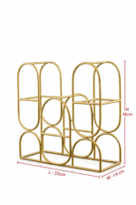 Gold Metal Geometric Wine Rack, Modern Countertop Wine Holder (8 Bottles) - Image 5