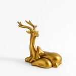 Golden Deer Sculpture, Modern Minimalist Animal Figurine, Nordic Style Shelf Decor